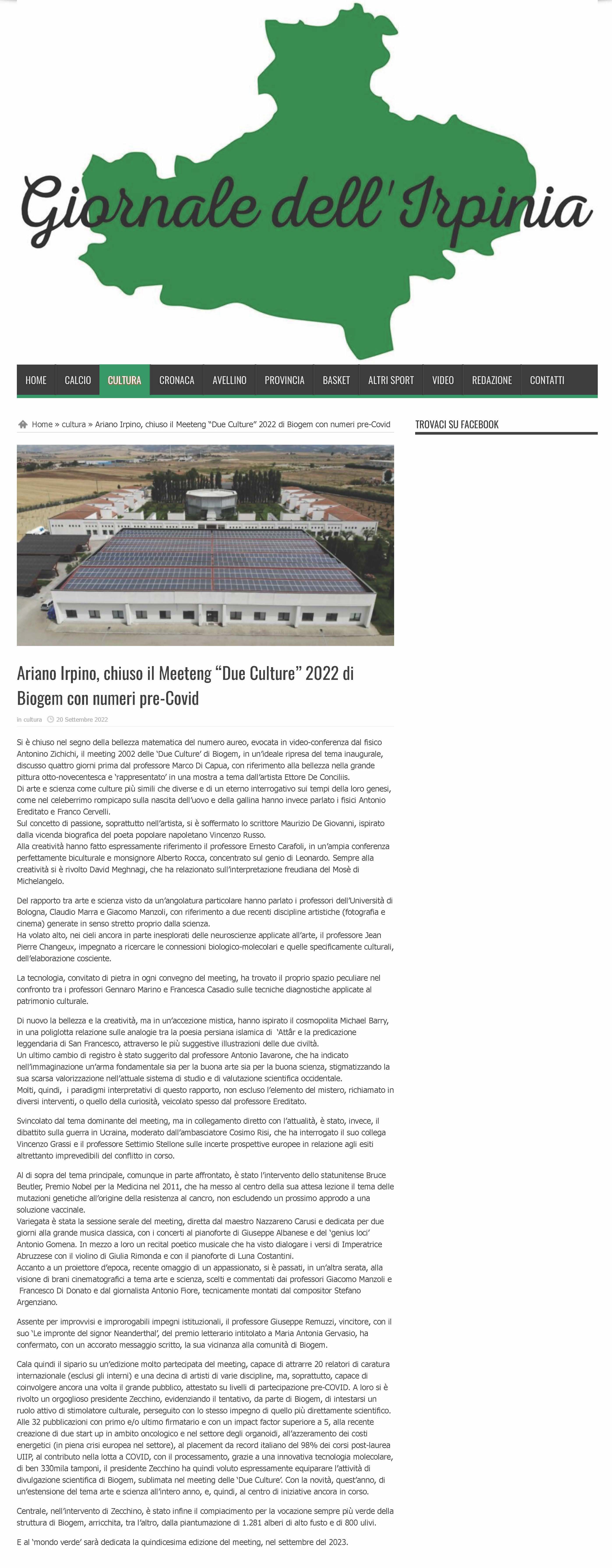 Ariano Irpino, chiuso il Meeteng “Due Culture” 2022 di Biogem con numeri pre-Covid